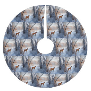 Rhodesian Ridgeback Let It Snow Christmas Brushed Polyester Tree Skirt