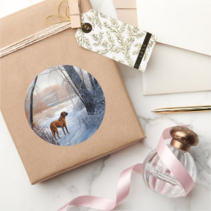 Rhodesian Ridgeback Let It Snow Christmas  Classic Round Sticker