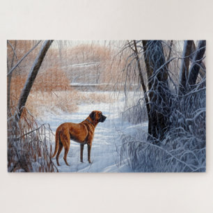Rhodesian Ridgeback Let It Snow Christmas  Jigsaw Puzzle