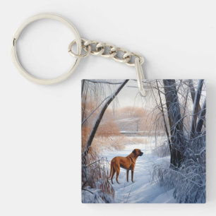 Rhodesian Ridgeback Let It Snow Christmas  Key Ring