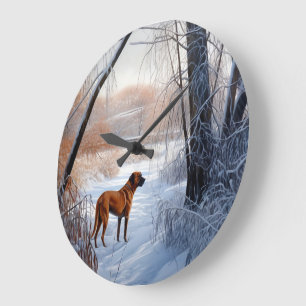 Rhodesian Ridgeback Let It Snow Christmas  Large Clock