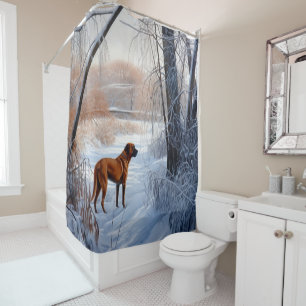 Rhodesian Ridgeback Let It Snow Christmas Shower Curtain