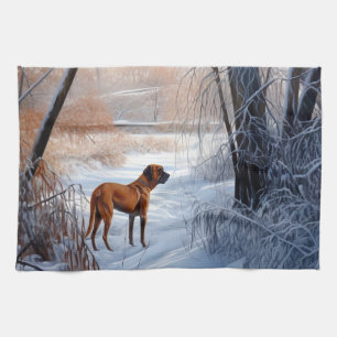 Rhodesian Ridgeback Let It Snow Christmas  Tea Towel