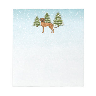 Rhodesian Ridgeback Lion Dog Snowy Winter Forest Notepad