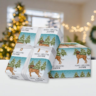 Rhodesian Ridgeback Lion Dog Snowy Winter Forest Wrapping Paper