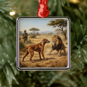Rhodesian Ridgeback Lion Hound Art Metal Tree Decoration