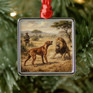 Rhodesian Ridgeback Lion Hound Art Metal Tree Decoration