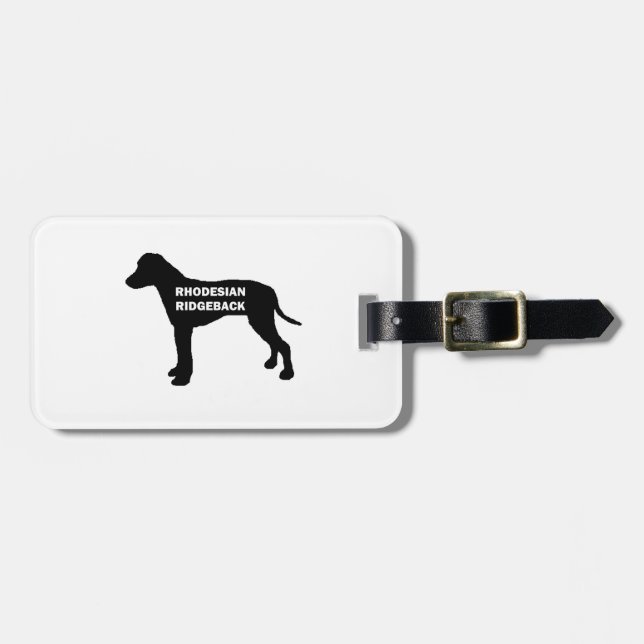 rhodesian ridgeback name silhouette luggage tag (Front Horizontal)
