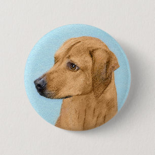 Rhodesian Ridgeback Painting - Original Dog Art 6 Cm Round Badge