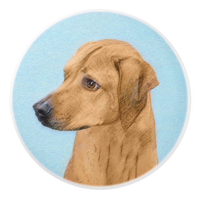 Rhodesian Ridgeback Painting - Original Dog Art Ceramic Knob (Front)