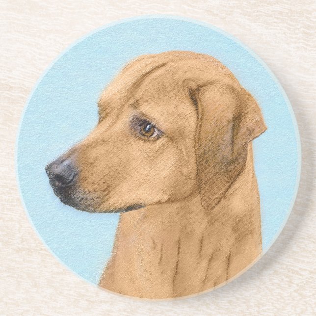 Rhodesian Ridgeback Painting - Original Dog Art Coaster (Front)