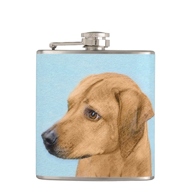 Rhodesian Ridgeback Painting - Original Dog Art Hip Flask (Front)