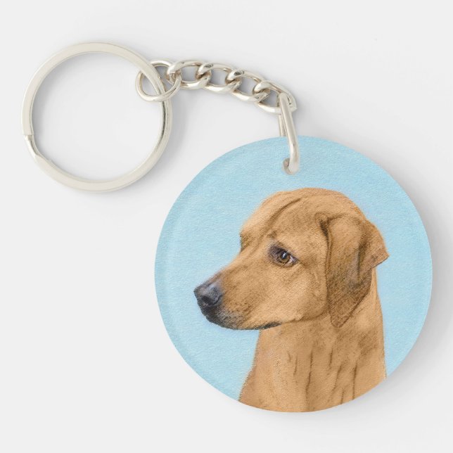 Rhodesian Ridgeback Painting - Original Dog Art Key Ring (Front)
