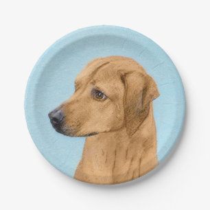 Rhodesian Ridgeback Painting - Original Dog Art Paper Plate
