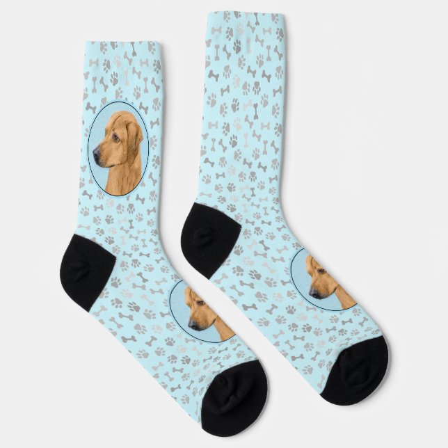 Rhodesian Ridgeback Painting - Original Dog Art Socks (Right)
