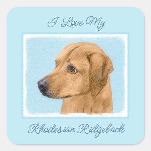 Rhodesian Ridgeback Painting - Original Dog Art Sq Square Sticker
