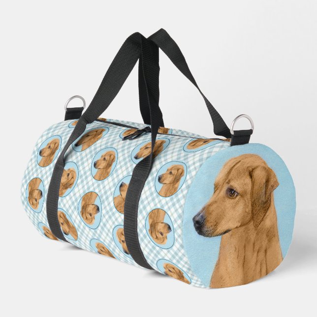 Rhodesian Ridgeback Painting Red Wheaten Dog Art Duffle Bag (Left Corner)