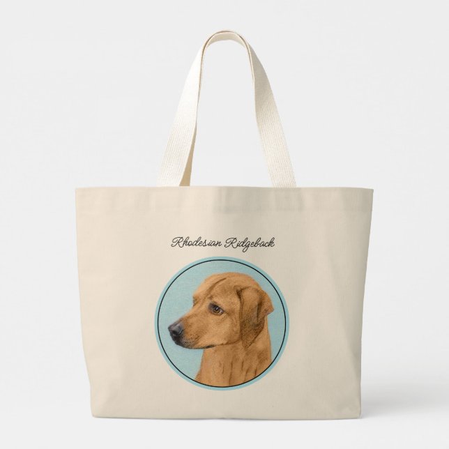 Rhodesian Ridgeback Painting Red Wheaten Dog Art Large Tote Bag (Back)