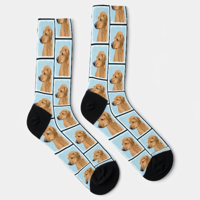 Rhodesian Ridgeback Painting Red Wheaten Dog Art Socks (Right)
