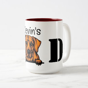 Rhodesian Ridgeback Peeking Personalised Dad  Two-Tone Coffee Mug
