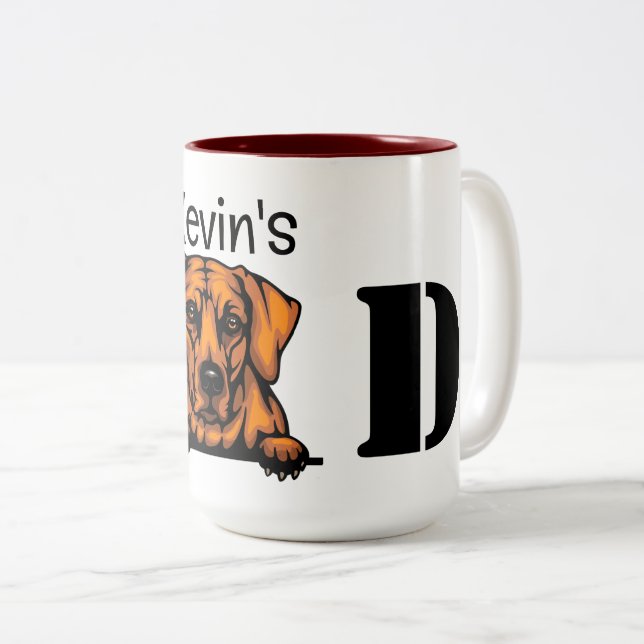  Rhodesian Ridgeback Peeking Personalised Dad  Two-Tone Coffee Mug (Front Right)