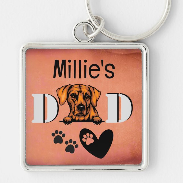 Rhodesian Ridgeback Personalized Peeking  Key Ring (Front)
