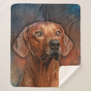 Rhodesian Ridgeback Portrait Sherpa Blanket