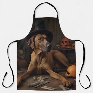 Rhodesian Ridgeback Pumpkins Halloween Scary Apron
