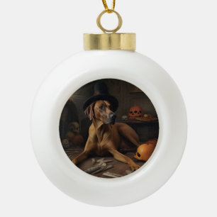 Rhodesian Ridgeback Pumpkins Halloween Scary Ceramic Ball Christmas Ornament