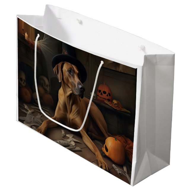 Rhodesian Ridgeback Pumpkins Halloween Scary Large Gift Bag (Front Angled)