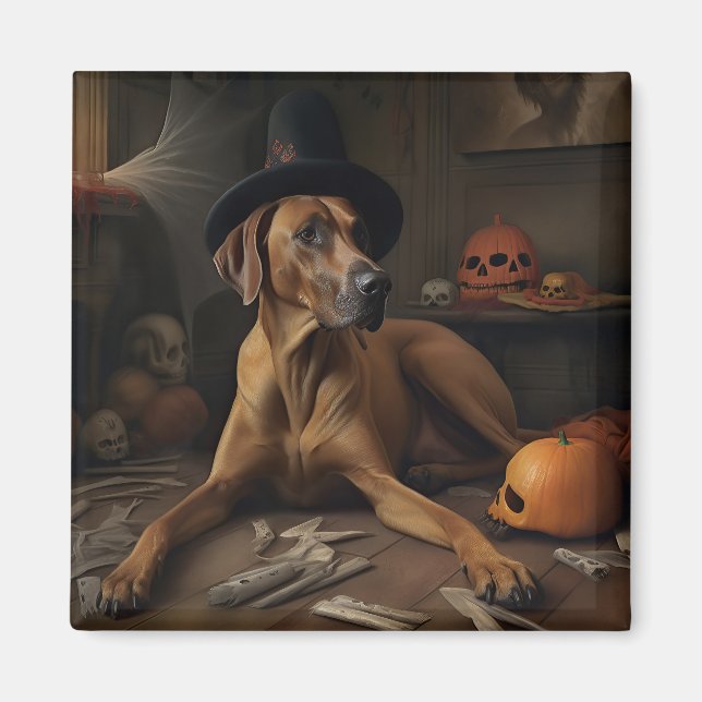 Rhodesian Ridgeback Pumpkins Halloween Scary Magnet (Front)