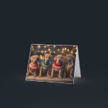 Rhodesian Ridgeback Puppies Christmas Card<br><div class="desc">Rhodesian Ridgeback Puppies looking cute in their Christmas sweaters.   Funny dog Christmas card.  Created digitally.  No dogs were made to wear Christmas sweaters/jumpers or other clothing in the creation of this card.</div>