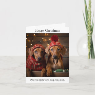 Rhodesian Ridgeback Puppies Happy Christmas Card