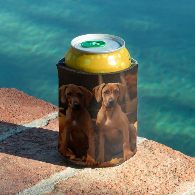 Rhodesian Ridgeback Puppy Autumn Delight Pumpkin  Can Cooler (In Situ Pool)