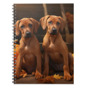 Rhodesian Ridgeback Puppy Autumn Delight Pumpkin Notebook