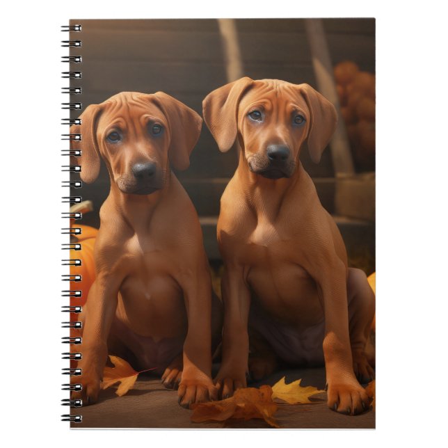 Rhodesian Ridgeback Puppy Autumn Delight Pumpkin  Notebook (Front)