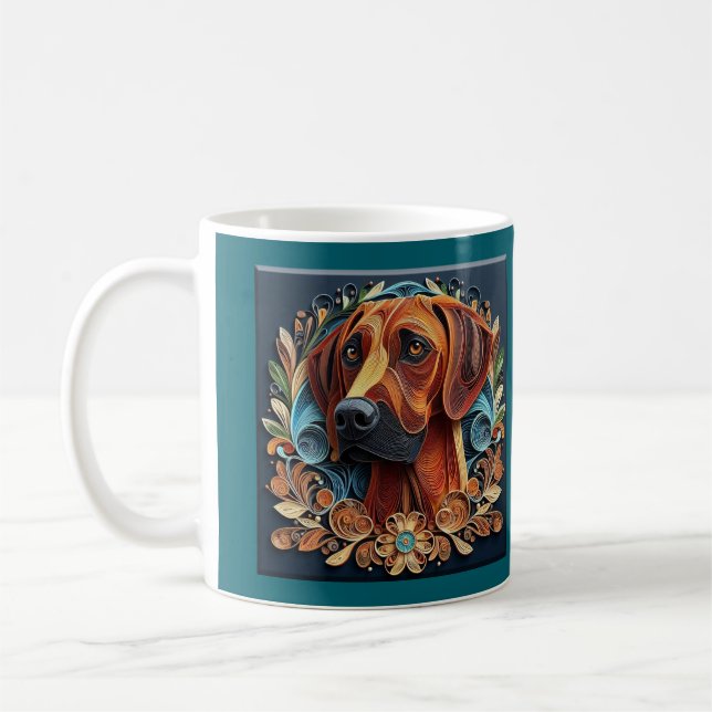 Rhodesian Ridgeback Quilling Style Art Mug (Left)