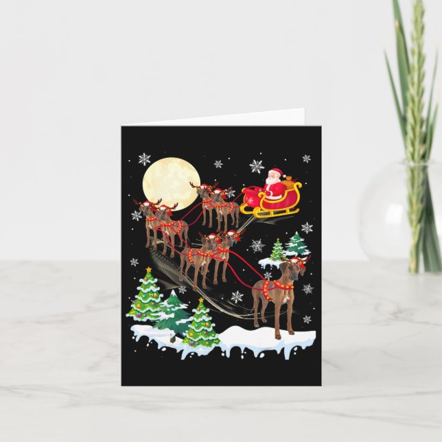 Rhodesian Ridgeback Reindeer Christmas Dog Riding  Card (Front)