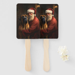 Rhodesian Ridgeback Santa Claus Festive Christmas Hand Fan
