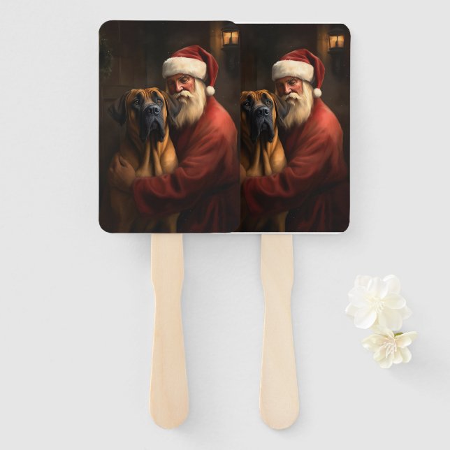 Rhodesian Ridgeback Santa Claus Festive Christmas Hand Fan (Front and Back)