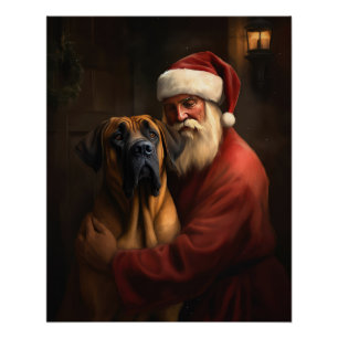 Rhodesian Ridgeback Santa Claus Festive Christmas Poster