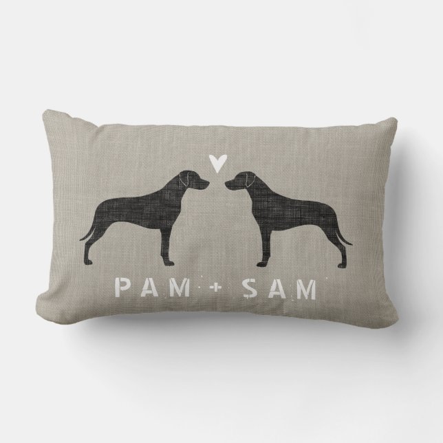 Rhodesian Ridgeback Silhouettes Love - Personalise Lumbar Cushion (Front)