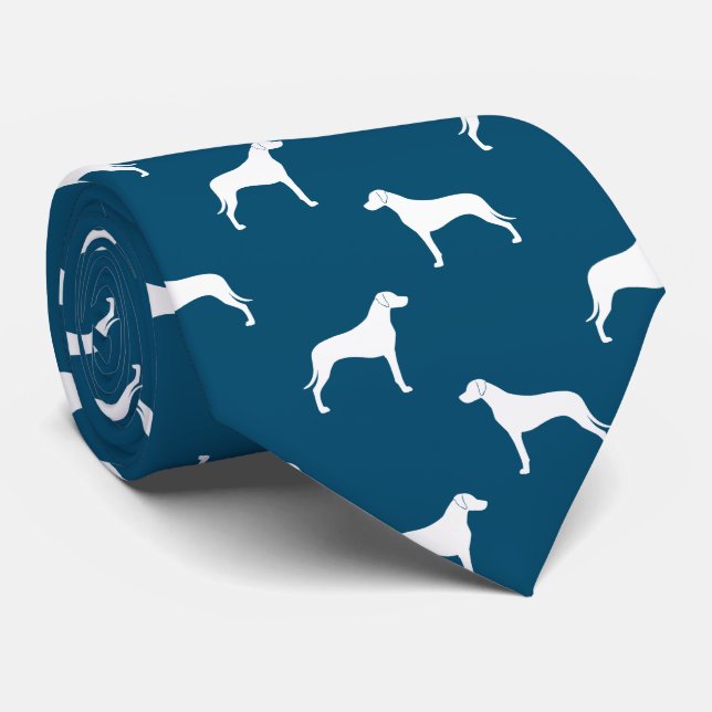 Rhodesian Ridgeback Silhouettes Pattern Blue Tie (Rolled)