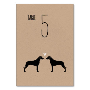 Rhodesian Ridgeback Silhouettes Wedding Reception Table Number