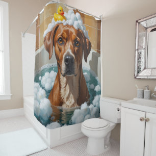 Rhodesian Ridgeback Sloppy Sleepy Cute Funny Shower Curtain