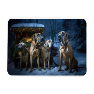 Rhodesian Ridgeback Snowy Sleigh Christmas Decor Magnet