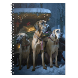 Rhodesian Ridgeback Snowy Sleigh Christmas Decor Notebook