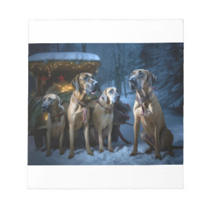 Rhodesian Ridgeback Snowy Sleigh Christmas Decor Notepad