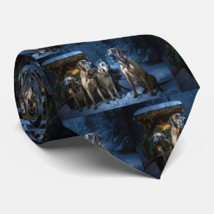 Rhodesian Ridgeback Snowy Sleigh Christmas Decor Tie