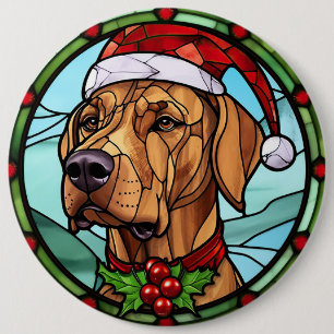 Rhodesian Ridgeback Stained Glass Christmas 6 Cm Round Badge